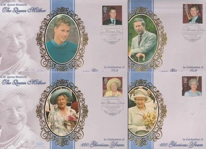 2000 GEBURTSTAGSMARKEN KÖNIGIN MAMA AUF 4 BENHAM-BRIEFEN MIT SP/HS DATIERT 04.08.2000 - Bild 1 von 1