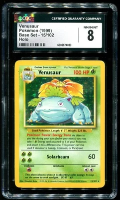 CGC 8 Venusaur Holo Rare Base Set 1999 Pokemon Card #15 - Image 1 of 2