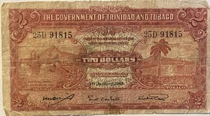 🔥RARE $2 Bill TRINIDAD & TOBAGO Government Currency Vintage Collectible Note 🔥 - Picture 1 of 2