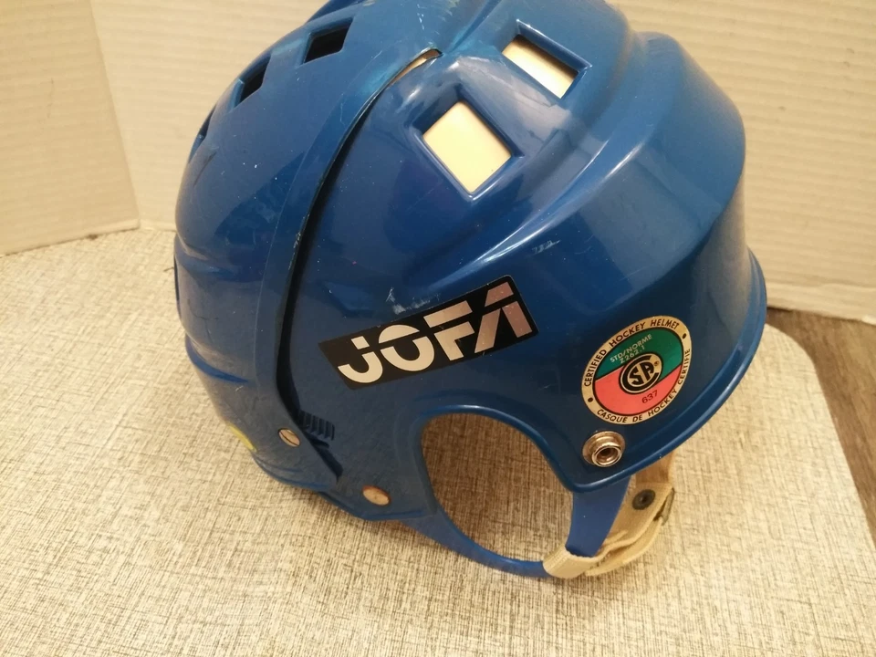 Antigo. 1983 JOFA 250 capacete de hóquei no gelo azul, JOFA 24551 (TAMANHOS 6.3/4-7.5/8) - Imagem 1 de 4