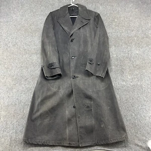 Abrigo de lluvia vintage azul marino de Estados Unidos para hombre 38 negro engomado abrigo alistado años 40 - Imagen 1 de 20
