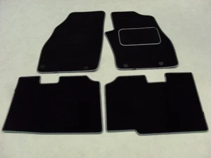 Fits Fiat Punto 2012-on Fully Tailored Deluxe Car Mats Black - Black/White Trim - Picture 1 of 2