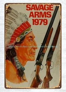 ammo Arms 1979 firearm rifle gun hunting native American metal tin sign - Picture 1 of 4
