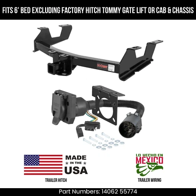 Enganche de remolque para Sierra 3500HD 11-14 con cableado de 7 pines 6' camas estándar Bmpr Curt 10 k 2" Foto 1 de 4