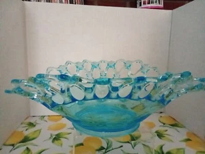 Vintage Westmoreland Doric Blue Glass Open Lace 12" Centerpiece Bowl - Picture 1 of 4