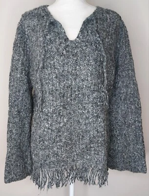 Свитер Venezia Jeans шерстяная смесь отделка бахрома серый размер 14/16 длинные расклешенные рукава  - Изображение 1 из 4