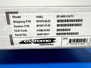 NEW EXTREME NETWORKS 51052 BLACKDIAMOND 6800 G24T3 24-PORT GIG E SW - Picture 1 of 2