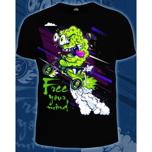 Herren T-Shirt "Free Mind" mit Muster unter UV Schwarzlicht leuchtet Neon Psy - Bild 1 von 3