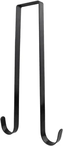 12 Inches Over The Door Black Metal Double Wreath Hanger - Holds 2 Wreaths wi... - Picture 1 of 5