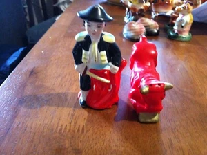 Vintage Porcelain Bull & Matador Salt & Pepper Shakers Japan - Picture 1 of 3