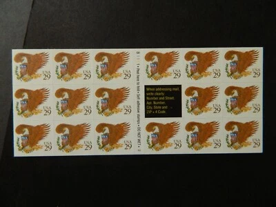 U.S. sc# 2595a BOOKLET PANE OF 17  1992 29ct EAGLE &SHIELD MNH P#B1111 - Image 1 of 2