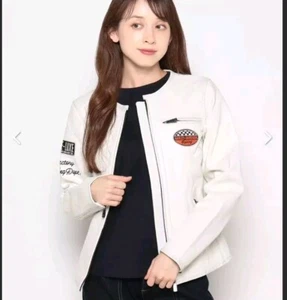 Harley Davidson 120TH ANNIVERSARY Cafe Racer leather Jacket Women's 3W White NWT - Picture 1 of 19