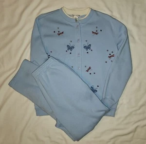 Rebecca Malone blau bestickt Natur genäht 2 Stück Fleece Set Größe Small - Bild 1 von 15