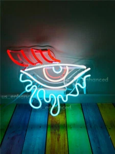 " Eye Tears" Real Glass Pub Artwork Classic Boutique Neon Signs Decor 14" - Picture 1 of 3
