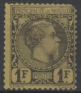 MONACO STAMP TIMBRE 9 " PRINCE CHARLES III 1F NOIR S.JAUNE " NEUF (x) SIGNE M673 - Imagen 1 de 2