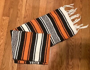 Mexican Falsa Blanket Wholesale. Orange Handwoven X-Large Yoga Mat Throw. - Picture 1 of 4