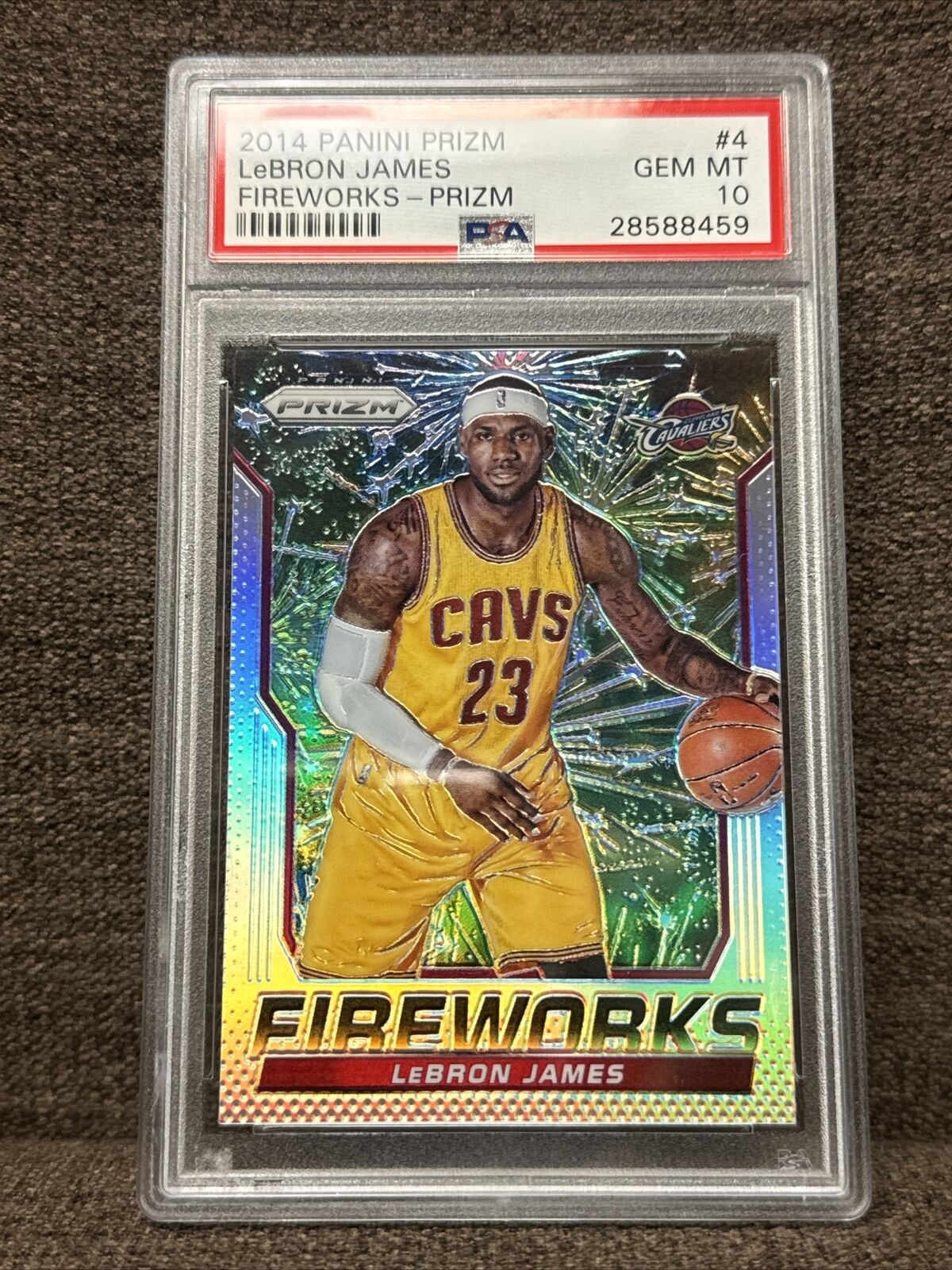 2014 Panini Prizm Lebron James Fireworks Insert Silver Prizm PSA 10