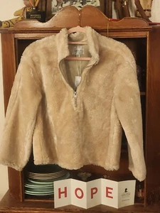 Suéter Jason Wu Piel Sintética Cremallera "Chaqueta", Beige Nuevo con Etiquetas, X Pequeño, ¡Súper Lindo! - Imagen 1 de 6