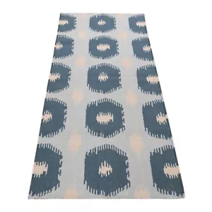 2'7"x6'1" Blue Hand Knotted Modern Geometric Design Pure Wool Runner Rug R87863 - Picture 1 of 8