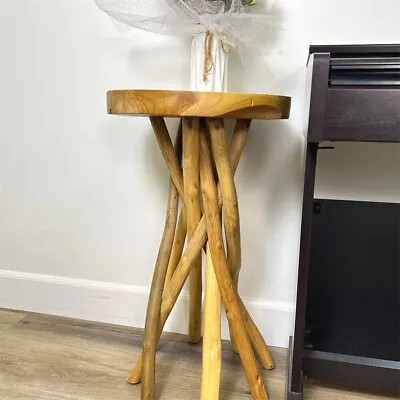 Teak Wood Branch End Table Rustic Side Table Small Accent Table Plant Stand Gift - Image 1 of 4