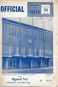LEEDS UNITED V UJPESTI SC ~ COPA DE FERIAS INTER CITIES ~ 2 DE MARZO DE 1966 ~ EXCELENTE - Imagen 1 de 1