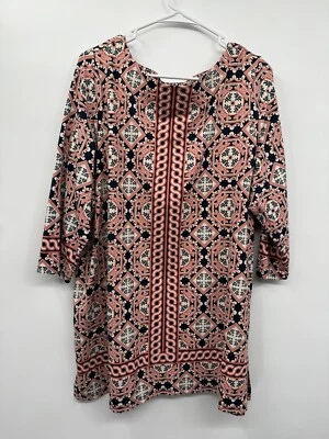 Charter Club Woman’s Tunic Graphic Print in Coral, Blue and Off White Size 2X - Image 1 of 4