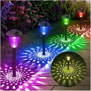 2PC Solar Garden Lights LED Stake Lamp Outdoor Pathway Waterproof Landscape Lawn - Picture 1 of 18