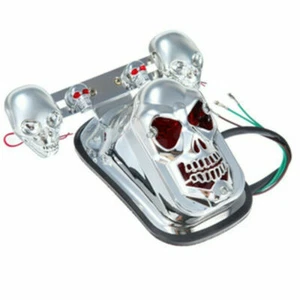 Luz trasera de freno con calavera para motocicleta lámpara de matrícula con luz de señal de giro - Imagen 1 de 6