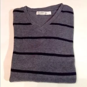 Men's Old Navy Sweater V-Neck Long Sleeve 100% Ribbed Cotton Size Large - Picture 1 of 2