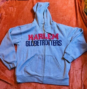 HARLEM GLOBETROTTERS Hoodie Sweatshirt ADULT MEDIUM Embroidered Patch Logo GRAY - Picture 1 of 3