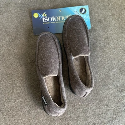 Chinelos mocassim Isotoner masculino Preston urze malha espuma com memória marrom L 9,5-10 - Imagem 1 de 4