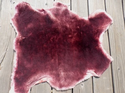 sheepskin shearling leather hide Red Wine Tipped Off White Dense silky hair - Image 1 of 4