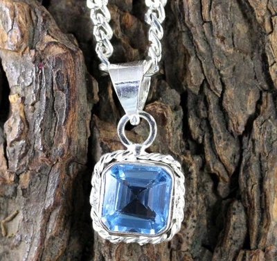 Colgante natural de 5,60 quilates octágono aguamarina piedra preciosa certificado regalo de Navidad Foto 1 de 4