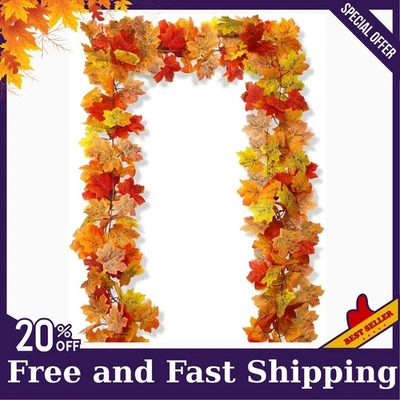 2Pc 6.5Ft Fall Leaf Garland for Thanksgiving and Autumn Home Decor,Free Shipping - Image 1 of 4