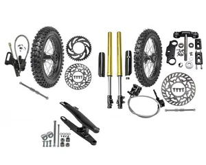Horquillas Delanteras Triple 14" 17" Rueda 70/100-17 90/100-14 Neumático Brazo Oscilante Kit 125cc - Imagen 1 de 17