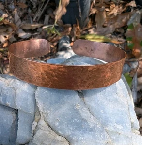 Natural Solid Copper Hand Made Hammered Cuff Bracelet Adjustable .A11c - Picture 1 of 10