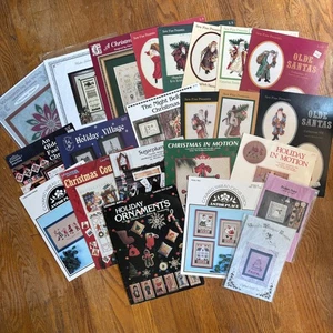HUGE DESTASH LOT 23 Christmas Cross Stitch Pattern Booklets Bundle - Picture 1 of 5