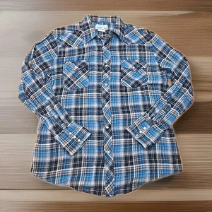 Wrangler Wrancher Pearl Snap Flannel Shirt Mens Size Large Plaid Western N2 - Picture 1 of 7