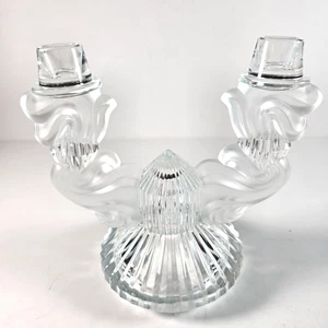 Vintage Elegant Libochovice Czech Malverne Candelabra Glass Candle Holder 8" - Picture 1 of 6