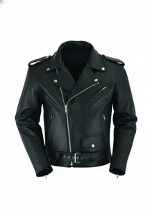 Men’s Genuine Leather Biker Jacket Classic Motorcycle Style Premium Outerwear - Picture 1 of 6