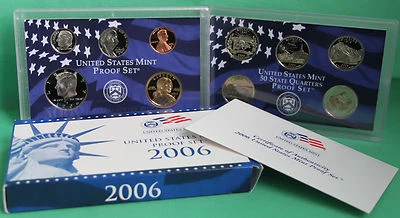 2006 S US Mint ANNUAL 10 Coin Proof Set Original Box and COA with State Quarters - Image 1 of 4