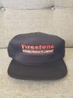 Vintage 90's Firestone Building Products Company Black Trucker Snapback Hat Cap 