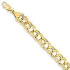 14k 14kt Yellow Gold Hollow Double Link Charm Bracelet 8 Inch X 8.5 Mm