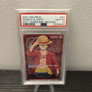 2022 One Piece Super Pre-Release Monkey D Luffy Alt Art ST01-001 PSA 10 Gem Mint - Bild 1 von 2