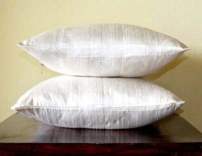 White Colour Dupioni pure silk cushion cover / sham Pillow Cover  - Image 1 of 3