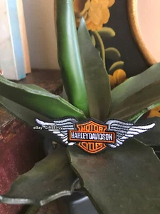 4x1,25 Bügelbild bestickt Motor Harley Davidson Cycles s/w Wing Applikation Patch - Bild 1 von 6