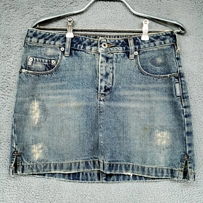 Jeans Plateados Francy Denim Falda Jean Mujer 29 Azul Envejecido Parches Agujeros Foto 1 de 4