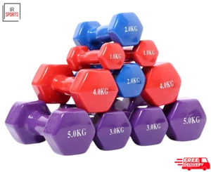 Dumbbell Weights Iron Hand Weight Set Pair Aerobic Workout Fitness Home Gym - Picture 1 of 4