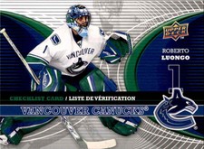 2008-09 Upper Deck Mcdonald's Canadian Goalie Checklist Roberto Luongo #cl-van