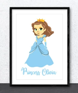 Personalisierter Prinzessin Wandbilddruck Poster. Mädchenzimmer, Kinderzimmer. Jeder Name. - Bild 1 von 10